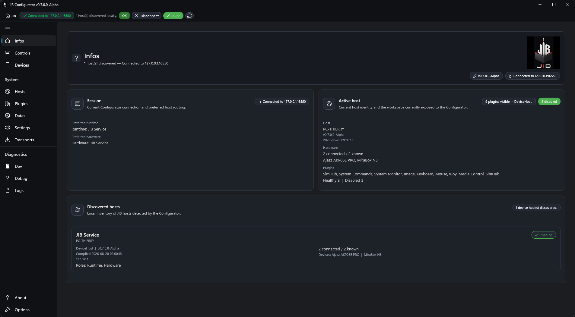 Infos tab overview